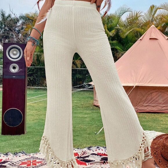 Apricot Boho Women's fringe detailed Pants - Picture 4 of 6